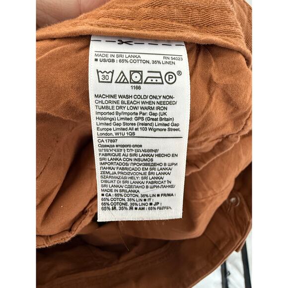 Banana Republic Heritage Pleated Cargo Pants Women 14 Rust Linen Blend Pockets - Picture 11 of 11